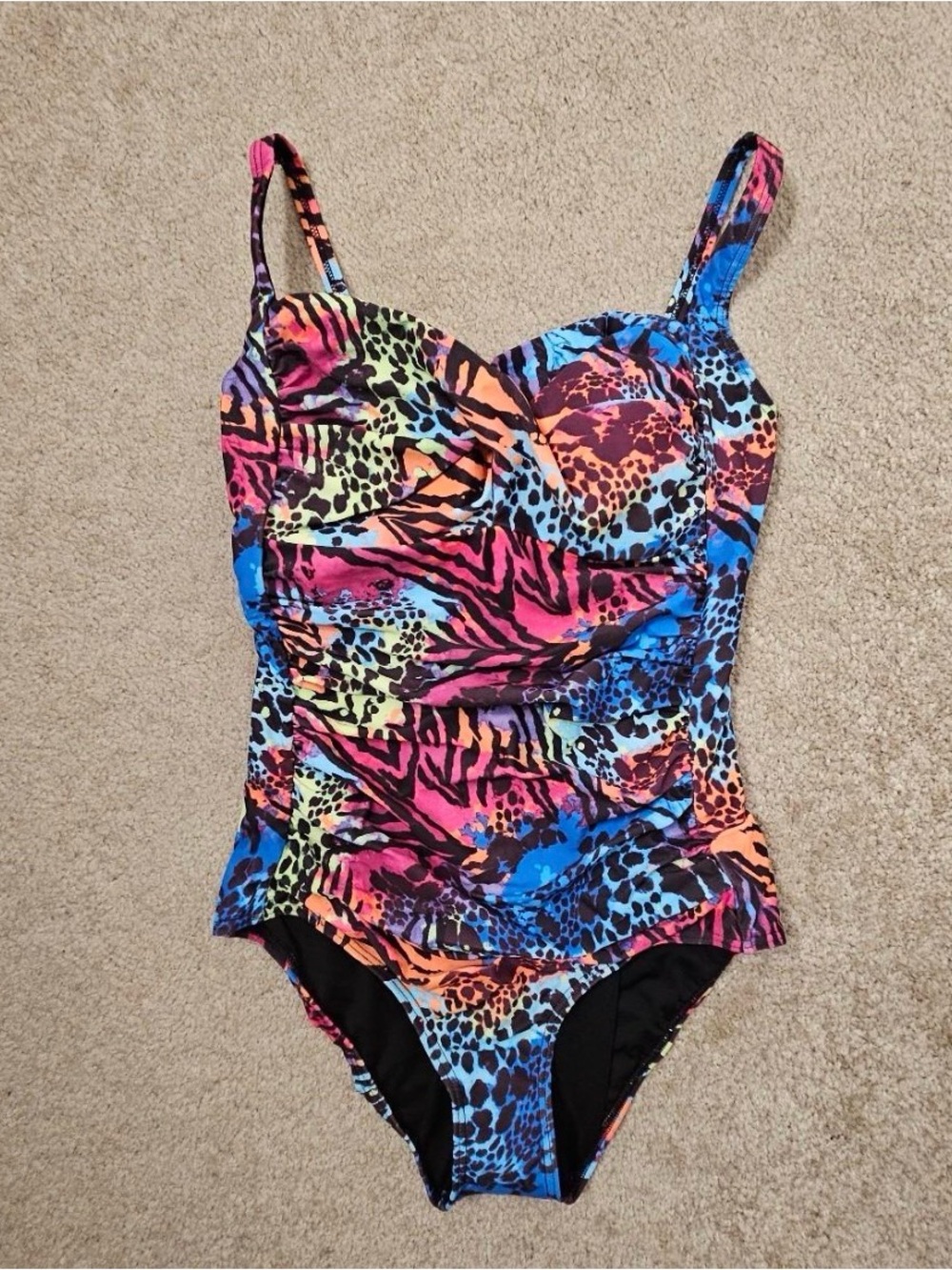 Womens Multicolor Animal-Print One-Piece Swimsuit